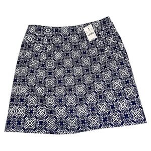 J. Crew Navy and White Geometric A-Line Skirt- Size 4